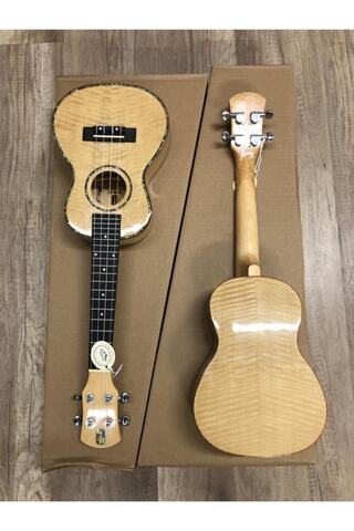 Saatistan Sedefli Profesyonel Ukulele, Kalın Çantalı, Kelebek Ağacı Concert Boy