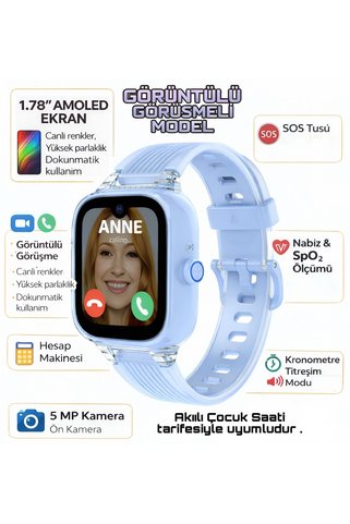Onkatech LAGENIO MT 42X Görüntülü görüşme özellikli 5MP Kameralı Akıllı Çocuk Saati Mavi