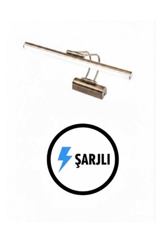 gaziantepavize Şarj Et Kullan 35cm Eskitme Kasa Şarjlı Pilli Aplik Günışığı Banyo Duvar Ayna Tablo Kuğu Flüt