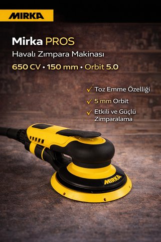 MİRKA Pros 650CV Orbital Havalı Zımpara Makinesi 150mm