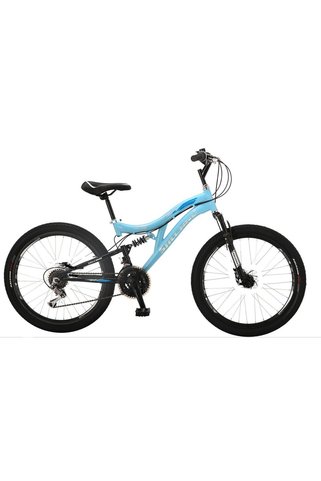 Salcano Hector 26" Jant (Papuç)V-fren 21 Vites Çift Amortisörlü Dağ Bisikleti Açık Mavi Gri Mavi