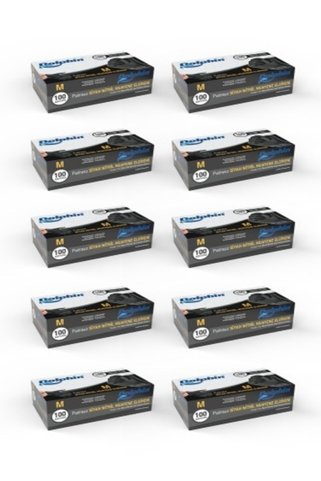 Dolphin Siyah Çok Amaçlı Nitril Eldiven Pudrasız (m) 100lü Paket 10 Adet