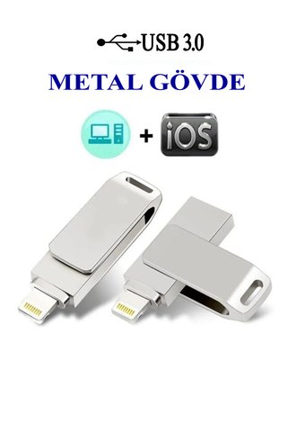 Beruflic 128 Gb Flash Bellek Iphone Lightning 3.0 Usb Otg Flash Data Pc Uyumlu