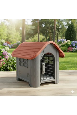 akan marketing Plastik Kedi Ve Köpek Kulübesi Kapılı Kiremit Renk 85x71x66 Cm
