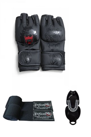 Dragondo Dragon MMA Eldiven Seti – Dövüş Eldiveni + Boks Bandajı + Dişlik | Kick Boks Muay Thai GIFTOOM
