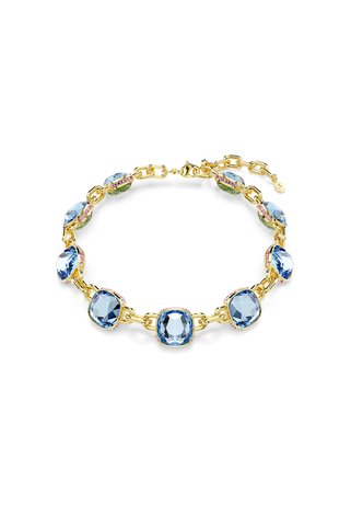 Swarovski Chroma Tennis kolye, Yastık kesim, Çok renkli, 18k altın rengi yüzey