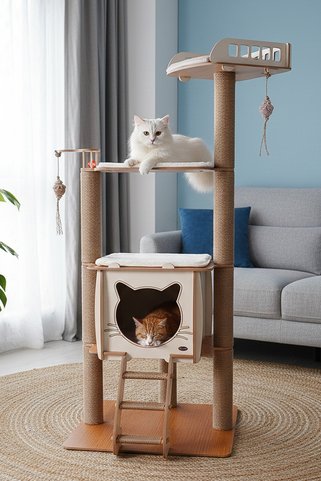 Patihomes XL Çok Katlı Kedi Tırmalama Oyun Evi | Oyun Platformu