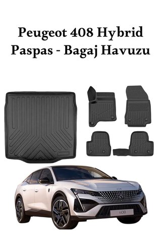 ZEY GARAGE & TUNİNG PEUGEOT 408 HYBRİD Uyumlu Araca Özel Lüx 3D Havuzlu Paspas + Bagaj Havuzu SET