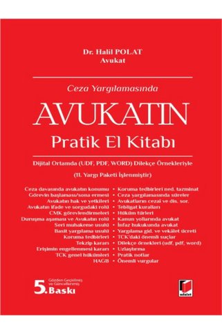 Adalet Yayınevi Ceza Yargılamasında Avukatın Pratik El Kitabı Halil Polat