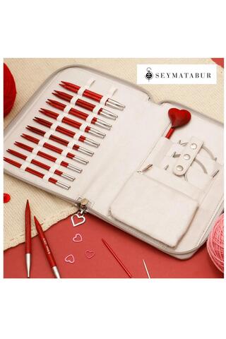 KnitPro AMORE" DEĞİŞTİRİLEBİLİR MİSİNALI ŞİŞ SETİ (13CM)