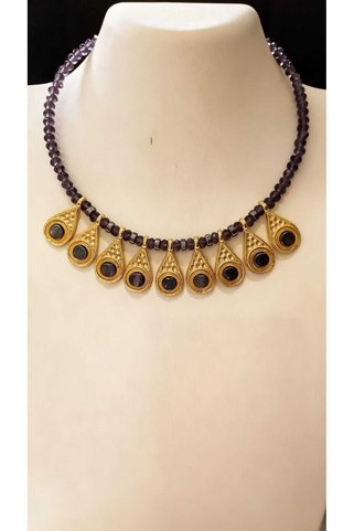 SUGÜLİNSHOP & HANDMADE JEWELRY Altınkaplama Antialerjen Doğal Taş Ametist Kolye