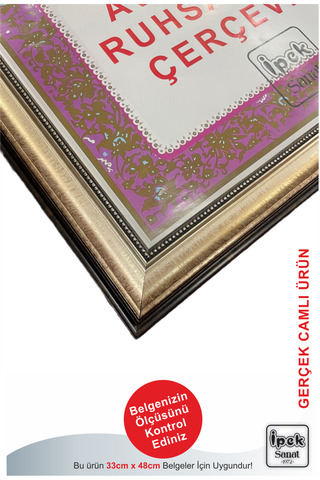 İpek Sanatsal Antik Gümüş Renkli Avukatlık Ruhsatname Çerçevesi - Hakiki Camlı Ruhsat Çerçevesi - 33x48