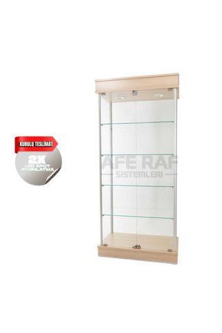 AZUCABİN 40*80*175 Cm Camlı Dolap Camlı Vitrin Dolabı, Koleksiyon, Gümüşlük
