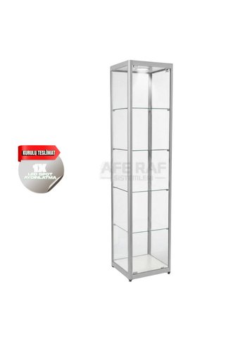 AZUCABİN Kurulu Camlı Dolap, Camlı Vitrin, Koleksiyon Dolabı, Camlı Dolap-40x40x180