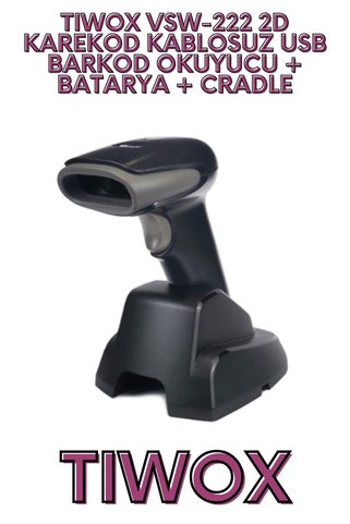 Tiwox TW2 VSW-222 2D KAREKOD KABLOSUZ USB BARKOD OKUYUCU + BATARYA + CRADLE