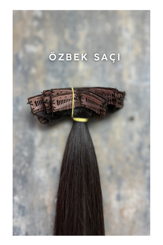 HalitCan HairKing 70 CM Dip Uç Dolu Özbek Saçı 6 Parça Çıt Çıt 100 GR %100 Gerçek İnsan Saçı