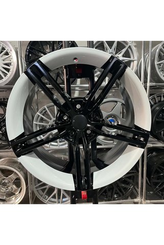 RC 17 inç 5x112 Vw Golf Jetta Passat Caddy Seat Leon Uyumlu Porsche Taycan Siyah, Beyaz Jant Modeli (4