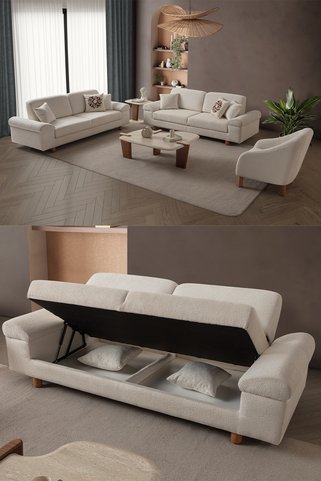 indes home Armada 3+3+1 Koltuk Takımı Krem