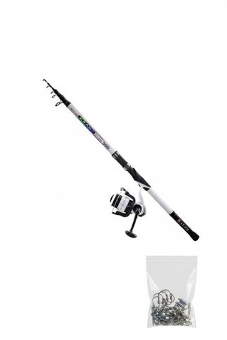 KURUDO BAUER AZARD 390- SURYA WHİTE 7000 SURF OLTA SETİ (20 'Lİ İĞNE-FIRDÖNDÜ HEDİYELİ)
