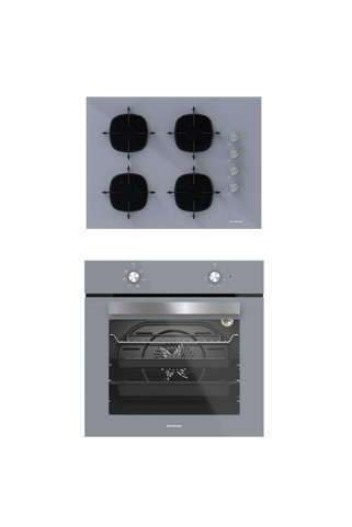 Silverline 2'li ikili Gri Cam Ankastre Set Cs5665S01 65cm Ocak - BO6501S01 Fırın