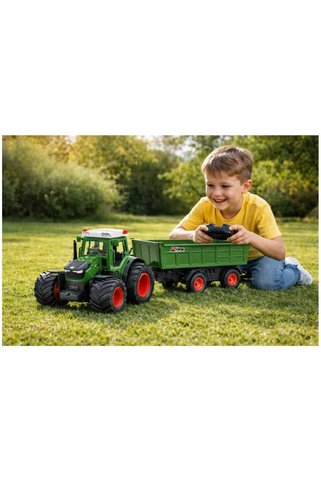 Aksoy Toys Uzaktan Kumandalı Işıklı Büyük Boy Traktör 40 Cm Hareketli Römork
