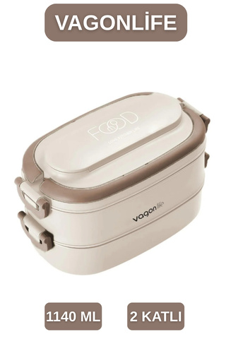 Vagonlife BENTO 1140ML ÇELİK LUNCHBOX 2 KATLI 4 BÖLME YENİ KOLEKSİYON ( ÇORBA KASELİ ) BESLENME KABI