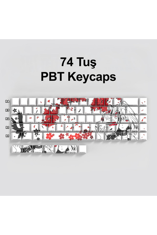 silabor 74Tuş Orijinal Yan Baskılı Yarı Saydam PBT Süblimasyon Mekanik Klavye Tuşları Klavye Keycaps