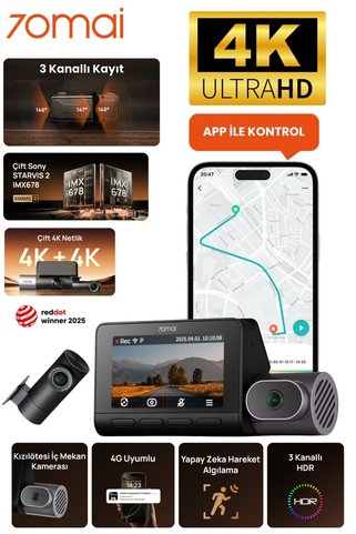70MAİ T800-41 Ön Kamera +İç Kamera + RC41 Arka Kamera