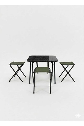 Bofigo 4 Adet Katlanır Balıkçı Kamp Taburesi 45 X 60 Cm Katlanabilir Bendir Masa - Kamp Masası