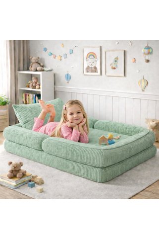 puffiber Kids Katlanabilir Çocuk Oyun Koltuğu–Fitilli Kadife Yumuşak Yer Minderi & Çocuk Yer Yatağı 60x120 cm