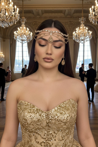 Happyline Gold Alınlık After parti kına gecesi alınlık saç aksesuarı doğum günü kına gecesi