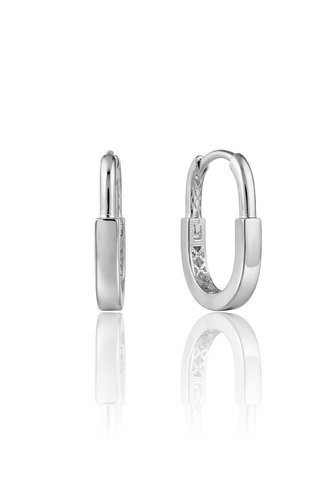 Söğütlü Silver 926 Ayar Gümüş Küpe Beyaz Altın Kaplama Dikdörtgen Halka Küpe - Geometrik Tasarım SGTL13278RODAJ