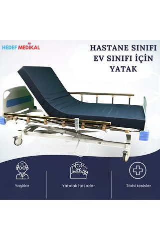 HEDEF MEDİKAL 3 motorlu Abs Tabanca korkuluklu Hasta Karyolası