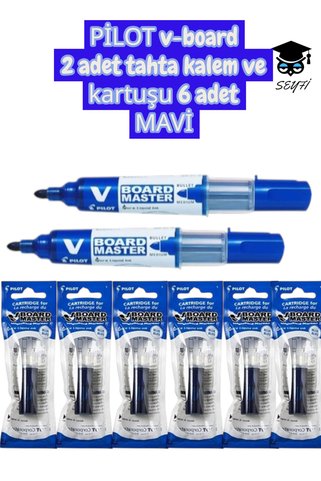 SEYFİKİRTASİYE PİLOT v-board 2 adet tahta kalem ve kartuşu 6 adet