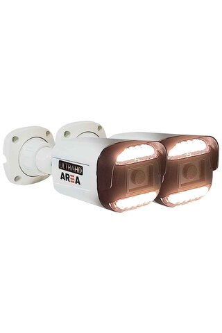 Area Güvenlik Sistemleri 5 Mp Sony Lens 2 Kameralı 1080p Ahd Warmled Işıklı Dış Mekan 12 Ledli Ultrahd Güvenlik Kamerası