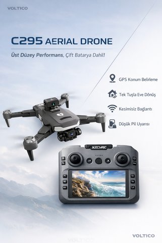 Voltico Drone 4K Kamera – 1000 Metre Menzil, LCD Ekranlı Kumanda, Çift Batarya, Katlanabilir Drone