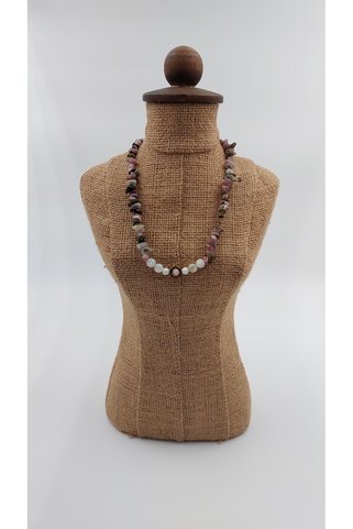 R G Handmade Design Renkli Turmalin ve Ay Taşı Doğal Taş Kolye - El Yapımı Makrome Kapama Kadın
