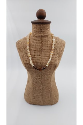 R G Handmade Design Doğal Kaplan Gözü ve Taşlı Kadın Kolye - El Yapımı Makrome Kapama Kolye