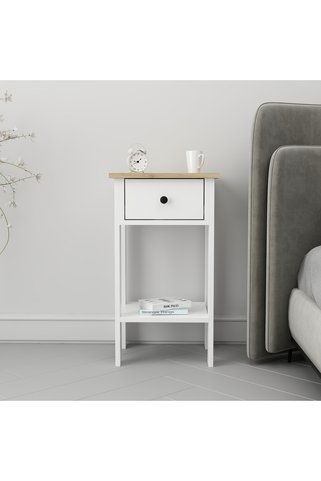 Home MANDOSİ TEK ÇEKMECELİ KOMODİN BEYAZ SAFİR MEŞE PLUS