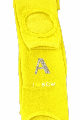 She Can Wear İsim Baskılı (Glitter Gümüş) Topuklu Tozluk Uzun Sarı Pamuk
