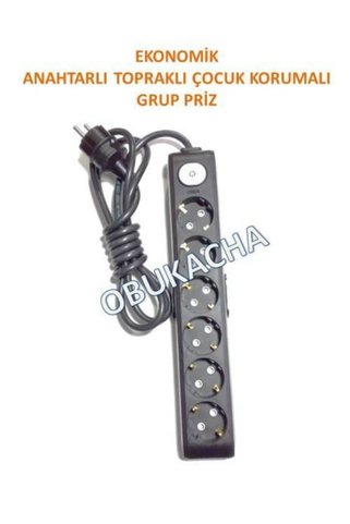 VİKO Ekonomik 6'lı Anahtarlı Grup Priz Topraklı Çocuk Korumalı 6 Metre Kablo