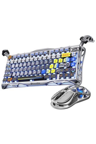 Gravastar Mercury K1 Pro Mekanik Gaming Klavye ve M1 Pro Kablosuz Optik Mouse Seti, Interstellar Sil