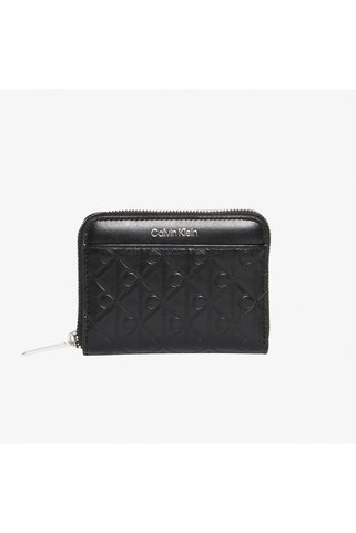 Calvin Klein Amblemli Tamamı Baskılı Kabartmalı Fermuarlı Kadın Siyah Cüzdan LV04F1081G-UB1