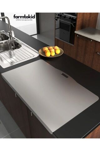 Farmtokid Paslanmaz Çelik Tezgahlık – Tek Büküm 50x80cm - 304 Kalite Outlet Ürün