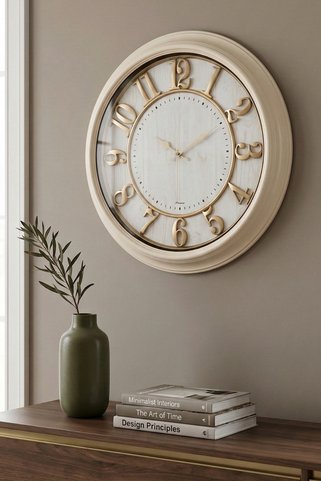 Frapan Home GLX 46 Cm Premium Kabartma Rakamlı Dekoratif Duvar Saati Sessiz Mekanizmalı Büyük Boy Salon Saati
