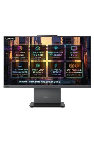 LENOVO ThinkCentre Neo 50A G5 Intel Core i5-13420H 16GB 512GB SSD 23.8" Touch Fdos AIO 12SCA0CMTR