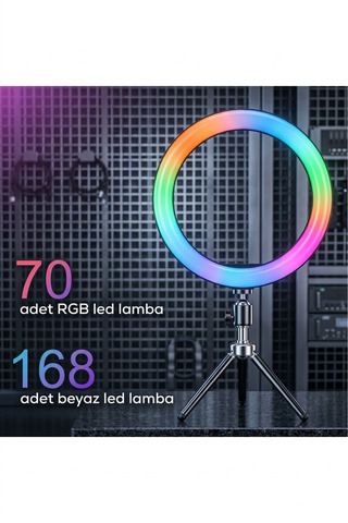 CaseTechnoo Rgb Işıklı Telefon Tutucu 26 Cm Ring Light Youtuber Makyaj Selfie Işığı