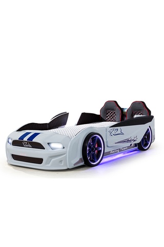 Vivense MUSTANG ARABALI FULL LEDLİ KUMANDALI MÜZİKLİ YATAK, BEYAZ