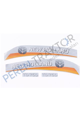 PEREN TRAKTÖR New Holland TD75D Yan Yazı Takımı Sarı Tip Kaporta Etiketi Sağ - Sol Kaput Sticker Seti