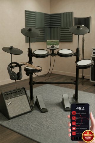 Midex DDX-110BT-70AMP 70W Amfili Profesyonel Dijital Davul Elektronik Bateri Seti (Kulaklık hediye)
